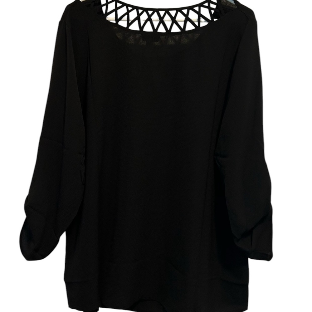 NWT 2X Women's 3/4 Sleeve Black Blouse (Zenobia)